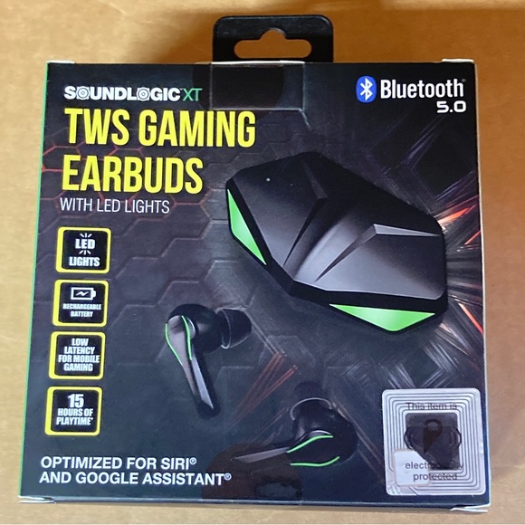 New - SoundLogic XT TWS Gaming Earbuds Bluetooth Led Lights - Picture 2 of 3